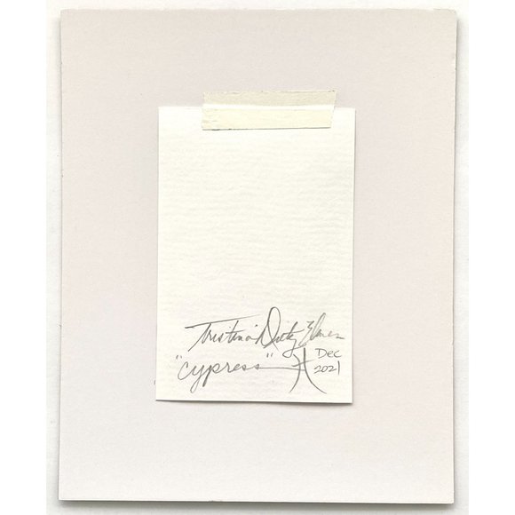 Cypress - Original Wall Art Watercolor Painting Black Mat Frame Ready 8”x10” - Picture 4 of 5